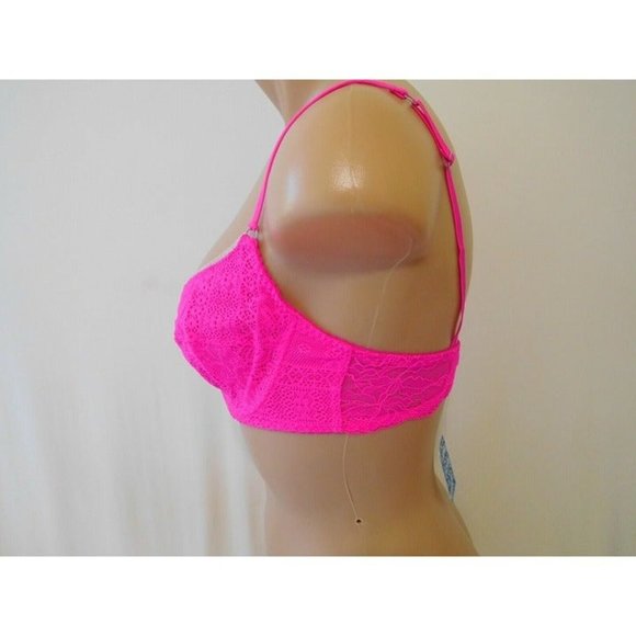 Free People 34C Bra Intimate HOT PINK Underwire Lace NEW Menwomenstyles - Picture 4 of 5